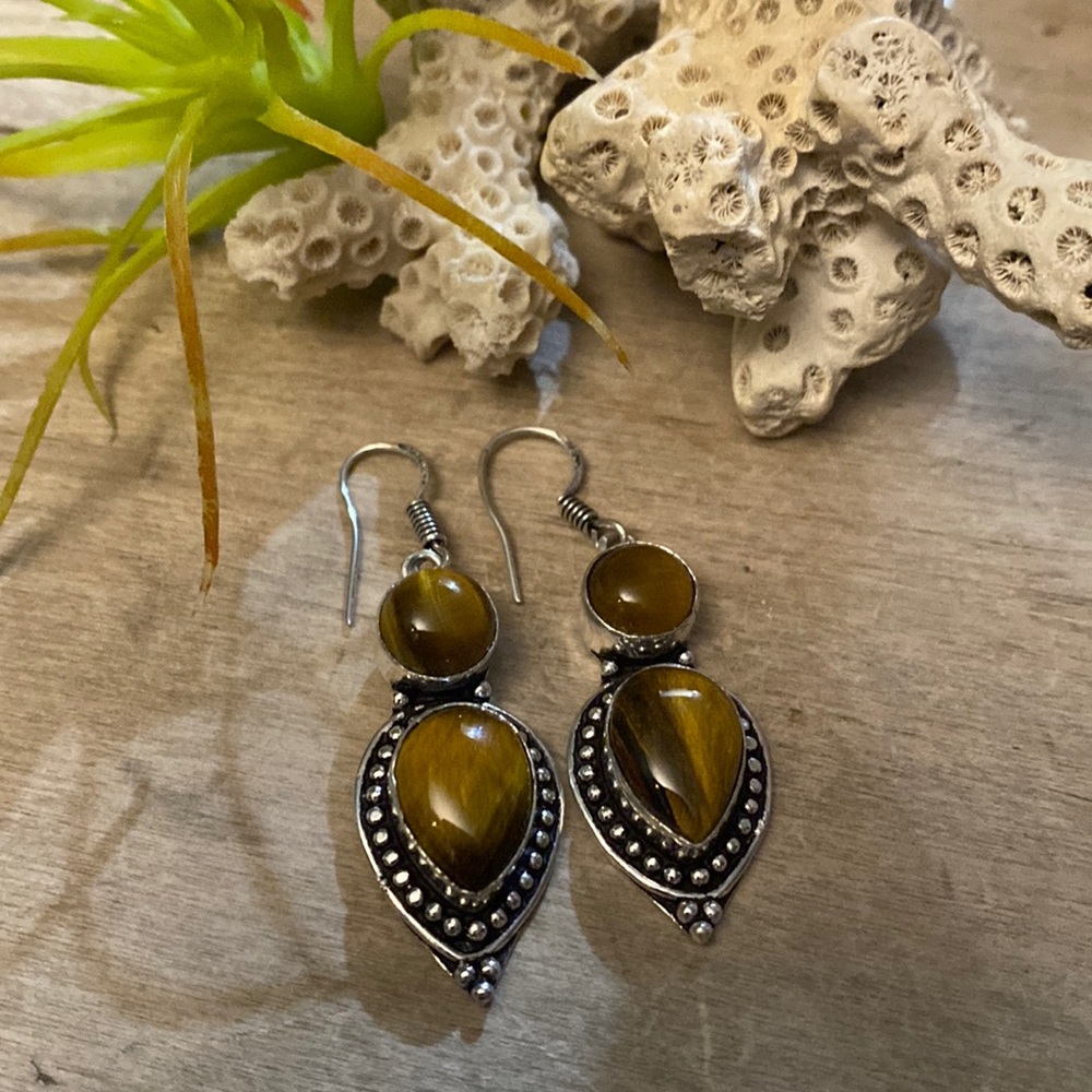 COPY - Tigers eye earrings